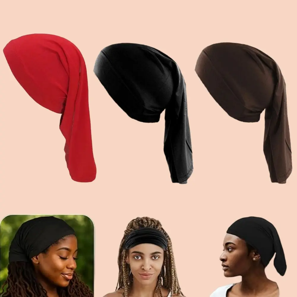 3pcs High Quality Spandex Sleep Caps with Pocket for Long Dreads & Locs, Twists, Braids - Soft Breathable Nighttime Use Loc Bonnet, Shower Cap