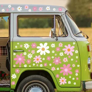 Daisy Stickers 12 Sheets 147 Count Vinyl  Groovy Flower Window Clings for Bumper Wall Laptop Mirror Hippie Decoration Cute Style