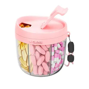 Cute Pill Organizer with Strap, Travel-Friendly Design, Seven Compartments, Portable Medicine Container for Vitamins, Supplements, Fish Oil