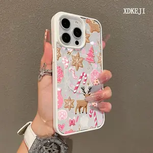 Christmas Deer Snowflakes Pattern Magnetic Phone Case for iPhone 15 16 14 17 Pro Max 13 12 11 Plus Air Cellphone Shockproof Protector Acrylic MagSafe Cover Supports Wireless Charging Smartphone protective cover Casing Protector