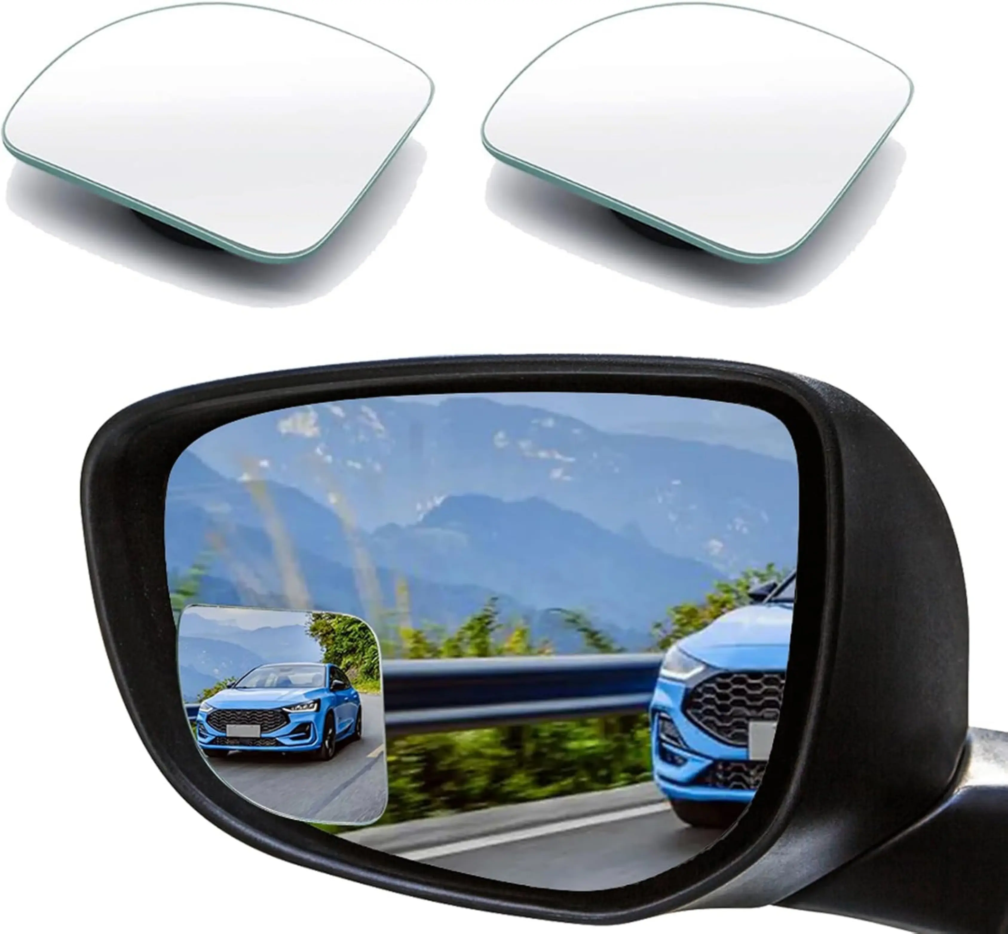 FanShaped Frameless Blind Spot Mirrors 2PCS HD Glass Easy Install For All Autos