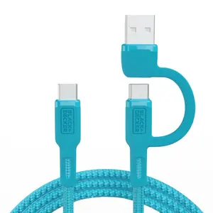 BLACK+DECKER USB C Multi Charging Cable, Fast Multi Charger Cable w/Adapter, Braided 2 in 1 Multiple USB Cable, Universal Charging Cord w/Type C/USB Adapter for iPhone 16 15/Samsung/LG/Tablets/More