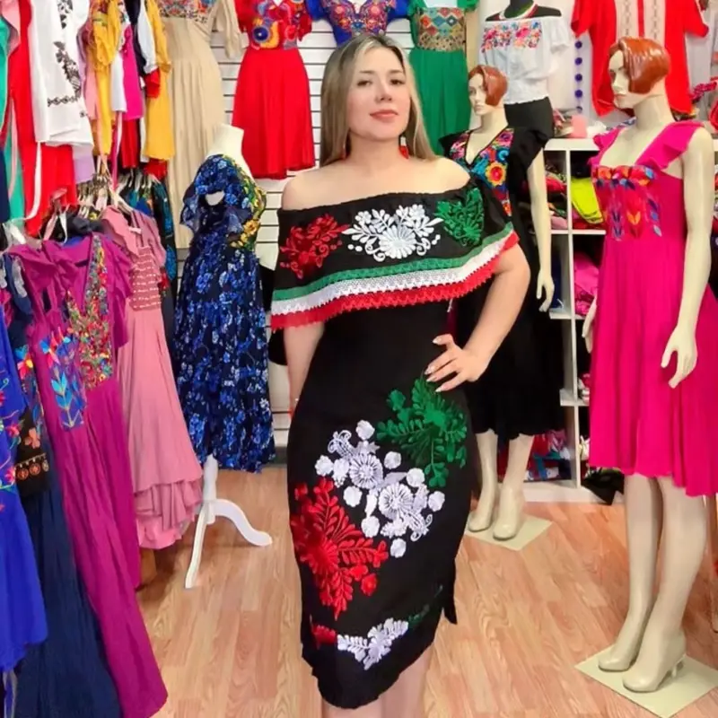 party city mexican dress Black Charrita Dress, Mexican Fiesta Dress