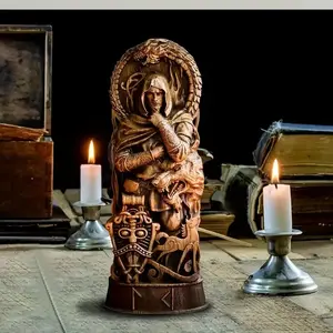 Nordic God Statue Viking Altar Sculpture Home Decor Home Ornaments Norse Mythology Wine Cabinet Bookshelf Outdoor Gardening Perfect Gift Choice Nordic Mythology Figurine Viking Artistry