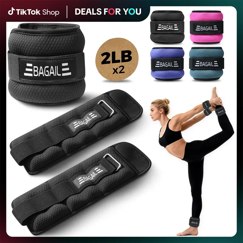 【BackToSchool】BAGAIL Ankle and Wrist Weights for Women & Men, 1 Pair 1/2/4/6/8/10 LBS Leg Weight with Sleek Design & Secure Fit, Arm Weighted Set for Walking, Running, Home Fitness & Physical Therapy outdoorfun Workout Band
