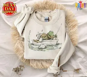[Sale off up to 50%] Frog 90s Graphic Sweatshirt, Unisex Oversize Cotton Toad Sweater, Nature, Frog Shirt, Book Lovers Shirt, Gift for Her - Him, streetwear graphic tee
