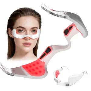 Under-Eye Red Light Therapy Device, 3D Contour Microcurrent Eye Massager for Dark Circles, Puffiness and Fine Lines, Rechargeable Eye Treatment Glasses, Lightweight Design (White)
