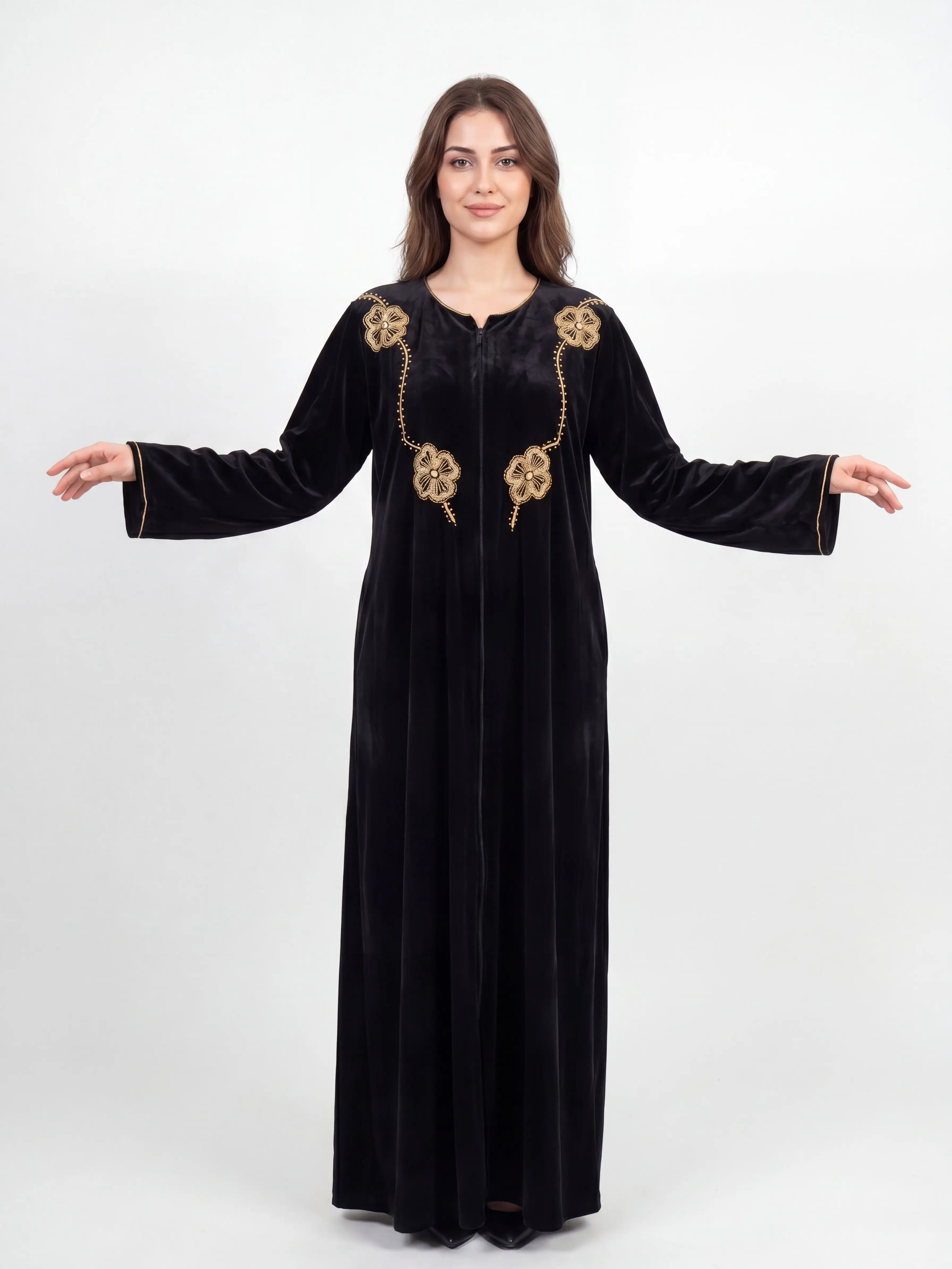 Sumaya Velvet Abaya Set - Embrodiered Women's Abaya, Modest Womenswear, Traditional Dress, Pefect for Eid Dress, Ramadan, Gifts for Her
