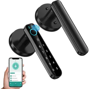 Fingerprint Door Lock- Smart Door knob,biometric Door Lock,with passcode keypad keyless Entry Door Handle,for Bedroom Home Hotel Office Apartment (Black with APP)