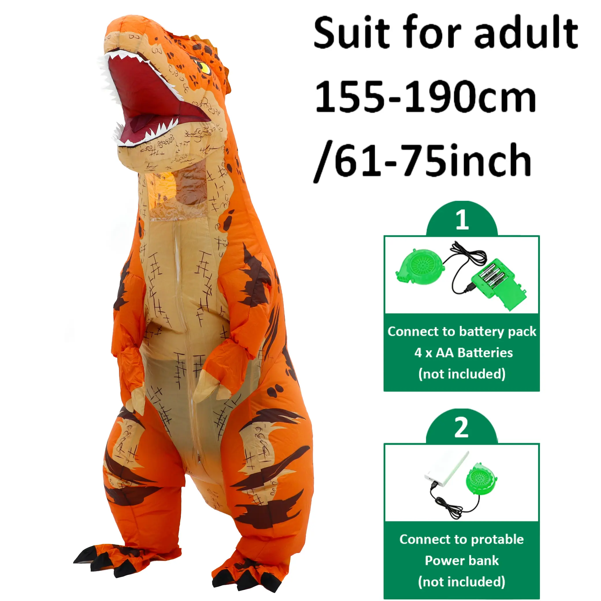 Blow up Dinosaur Costume Adult Inflatable Dinosaur Costume Suit Funny T- rex Costume Outfit Halloween Party Dino Suit
