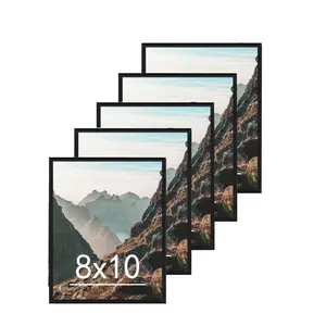 2/5pcs 8×10 Decorative Art Gallery Frame Set, Abs Material, Ideal for Indoor Decoration and Photo Background, Modern Simple Style, Wall-Mounted, Picture Frame Set