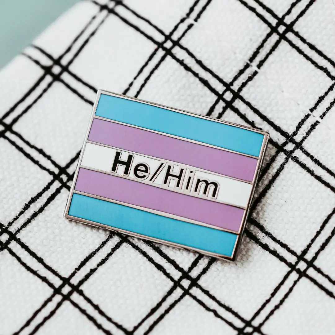 Transgender He/Him Pride Flag Pronoun Enamel Pin