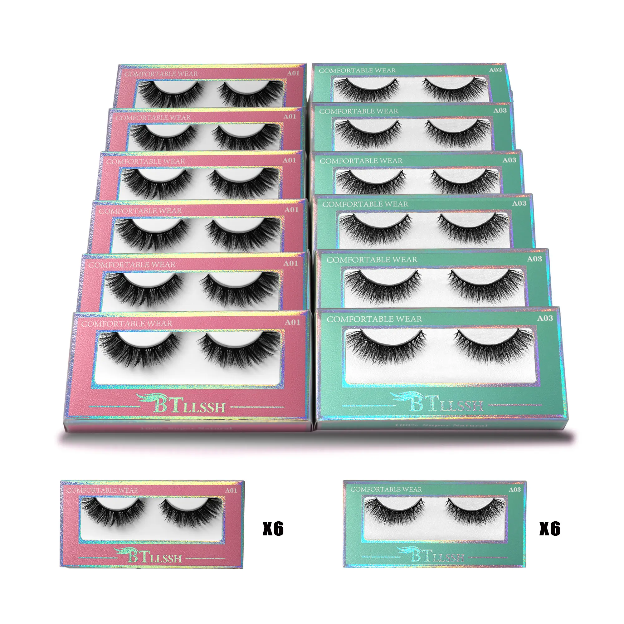 12 Pairs Dense Fine Natural Eyelash Extensions, Natural Volumized False Eyelashes, Voluminous False Eyelashes, 2 Styles Independent Packaging, 14mm Long Synthetic Fiber Lashes for Dramatic Look, Fancy Lashes, Eyelash Set, Volume Eyelashes