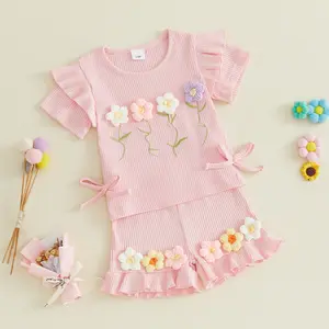 Afunbaby Baby Girl Summer Clothes Cute Ruffle Tops Dress Shorts Outfits Set Infant Toddler Shrit Bloomers Princess Outfit