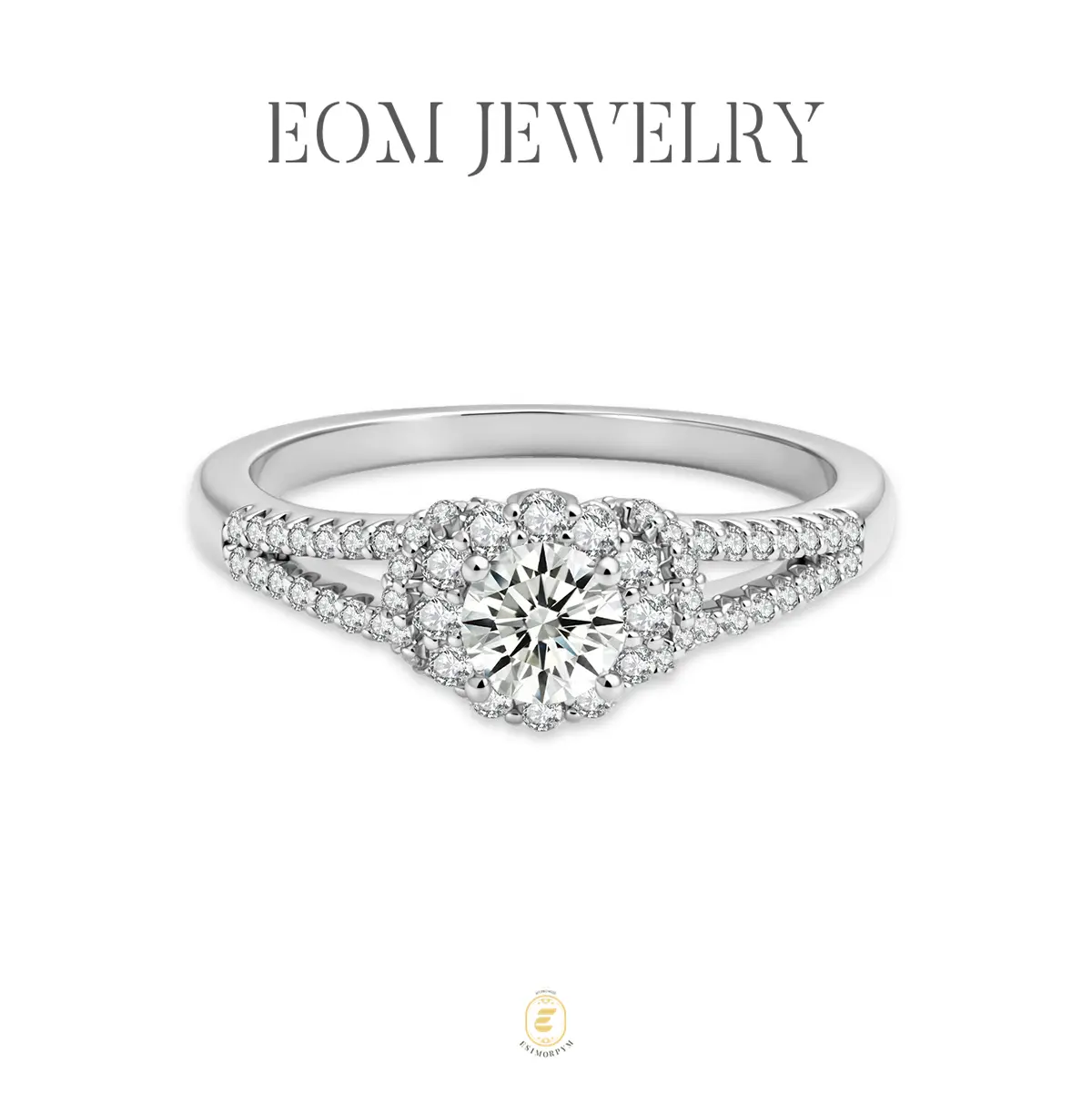 Moissanite Timeless Devotion Vintage Floral Halo Ring Silver-Plated Jewelry Wedding Engagement Anniversary Valentine's Day Birthday Gift Daily Wear