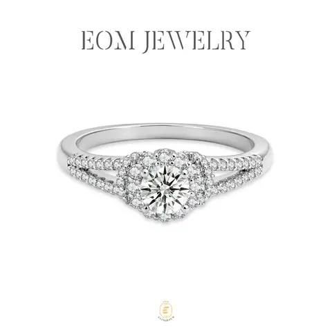Moissanite Timeless Devotion Vintage Floral Halo Ring Silver-Plated Jewelry Wedding Engagement Anniversary Valentine's Day Birthday Gift Daily Wear