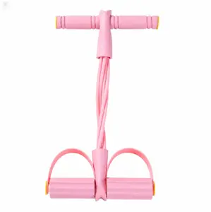 Pink Foot Pedal Resistance Band - Multi-Use Home Fitness Exerciser for Arms, Legs & Core Training Adjustable Cable Machine with Footplate Twist Waist Board Trainer