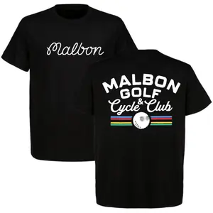 Malbon Golf Cycle Club Graphic T-Shirt, Retro Stripe Vintage Logo Design Tee, Classic Golf Streetwear Aesthetic Casual Outfit Unisex Cotton Shirt Trending Viral