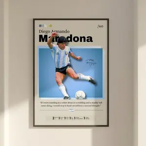 Diego Armando Maradona poster, Argentina fan gift, Football print, Maradona art