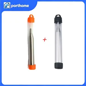 2Pcs Outdoor Bellow Collapsible Fire Tools Kit Camping Survival Blow Fire Tube 304 Stainless Steel 48.5cm Extendable Orange Black outdoorfun