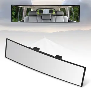HD Glass Anti-Glare Clip-On Rearview Mirror, Wide Angle Car Rearview Mirror, Universal Wide-Angle Panoramic Convex Clip-On Rear View Mirror, Interior Clip-On Wide Angle Field Of View Reflective Mirror, 10 Inch Blind Spot Reduction Mirror for Car SUV