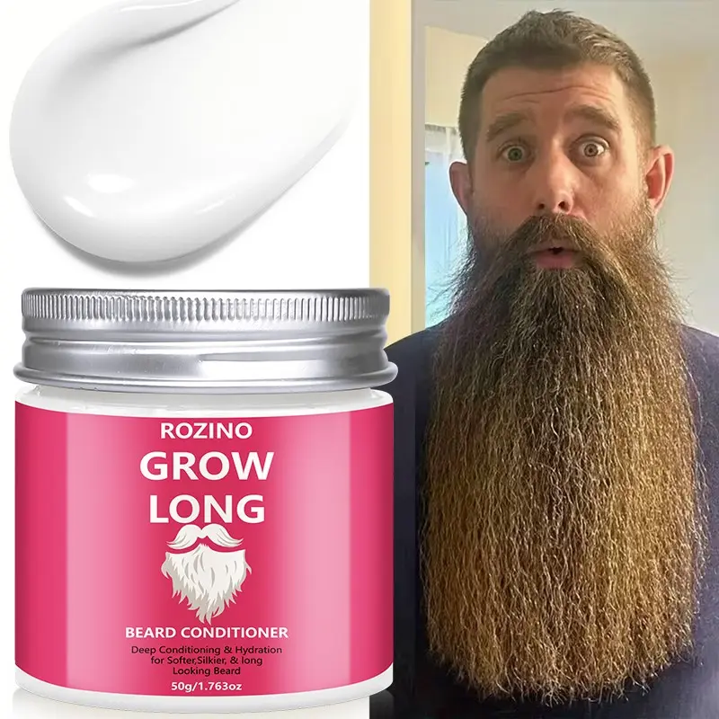 Rozino Long Beard Intensive Nourishing Hair Gel 50g, Frizz Control Haircare, Smooth Shine, Natural Plant Oils, Moisturizing, Prevents Frizz, Frizz Control, Drying & Split Ends, Ideal for Men, Conditioner