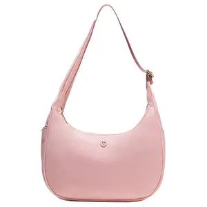 Lululemon 4L City Essentials Logo-Designed Nylon Crossbody Bag for Women in Mist Pink with Gold Hardware
