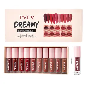 Long Lasting Lip Gloss Set, 10pcs/set Waterproof Matte Lip Glaze Sticks, Easy Coloring Lip Sticks, Suitable for All Occasions Lip Makeup, Cosmetic, Makeup Kit Set,Girlfriend gifts, Mother's Day gifts, Christmas gifts, birthday gifts, cosmetics