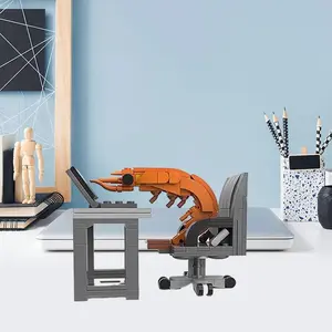 Creative Working Shrimp Building Blocks Set, DIY Puzzle Assembly Toys, Fun Desktop Ornament Crayfish Bricks Gift for Adults & Kids