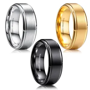 CASSIECA Tungsten Wedding Rings for Men Women 8MM Mens Wedding Band Black/Silver/Gold Matte Surface Polished Edge Engagement Promise Ring Comfort Fit 6-14 High Quality Materials Sturdy Durable Hypoallergenic Men's Accessories, Unisex
