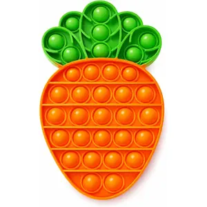 POP Fidget Toys Finger Push Bubble Fidget Sensory Toy Stress Anxiety Relief Simple Dimple Autism Special Squeeze Fun Silicone Gifts for Adult Kids (1, Carrot)