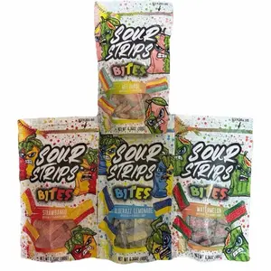 Sour Strips Bites 6.35 oz Watermelon, Rainbow, Bluerazz Lemonade, Strawbango or Melonade Flavor sour candy snack Artificial Fruit Flavored mix bag outdoorfun