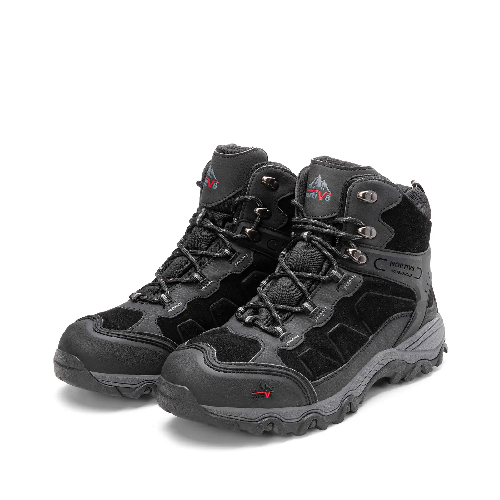 NORTIV 8 Men's Waterproof Suede Leather Hiking Boots, Outdoor Trekking Footwear with a Protective Toe Cap and High-Traction Rubber Outsole, Hiking Footwear, Water Resistant