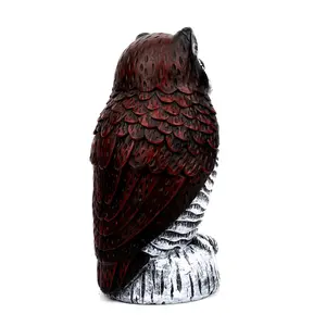 Vintage Owl Resin Sculpture, Clear Feather Texture with Tree Stump Base, Home Decor for Living Room Shelf, Natural Animal Theme Decoration