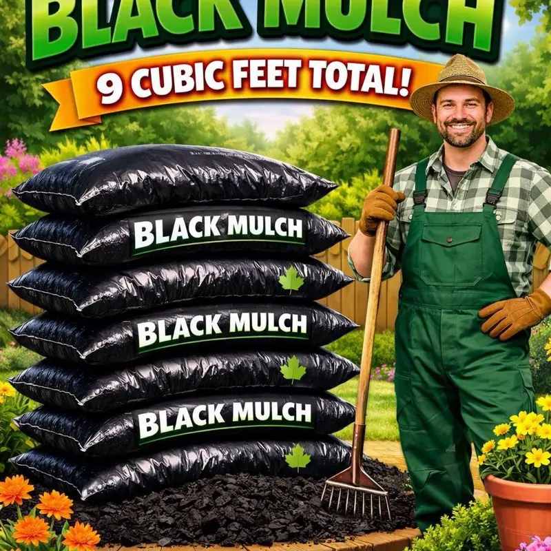 6 Large Bags of Black mulch 0.75 Cu Ft each with a total of 4.5 Cu Ft for all of Landscaping projects
