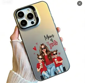 Phone Case - A Trendy And Minimalist Cartoon Mother-Daughter Patterned Phone Case That Is -Selling, Featuring Anti-Slip, Large Holes, And Shockproof Design. It'S a Fun And Unique Gift Suitable for Both Men And Women During Holidays