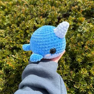 Hand-crocheted narwhal