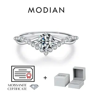 LUMIÈRE™ Halo Ring 💎 | D Color Moissanite | 925 Silver | Sculpted Diamond-Style Band MODIAN