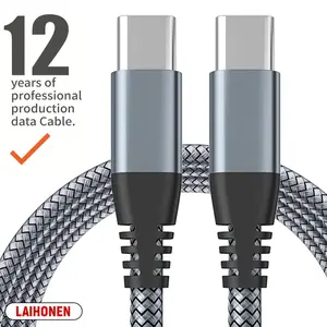 USB-C to USB-C Cable (6.6 feet, 60W) Nylon Braided 3A Fast Charging USB Type-C Cable, also supports 480Mbps Data Transfer, compatible for MacBook Pro 2021, iPad Pro 2021, Samsung Galaxy S22, Switch, Pixel