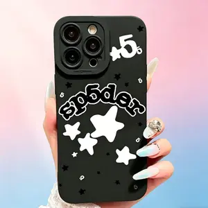 Star Graphic Phone Case for iPhone 17 E 17 16 15 14 Plus 11 12 13 Pro Max XR XS,Y2K Trendy Hip Hop Cool Aesthetic Black Matte Soft Shockproof Protective Phone Cover, Customized, Tpu