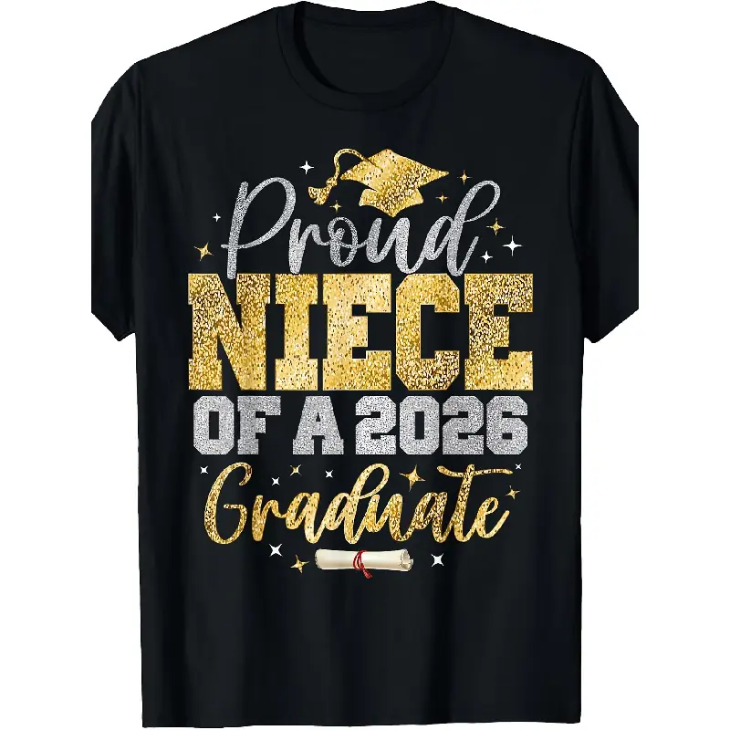 Men's Print Short-Sleeve Round Neck Graphic Vintage Proud Niece of a 2026 Graduate Senior Graduation Casual Crewneck T-Shirt