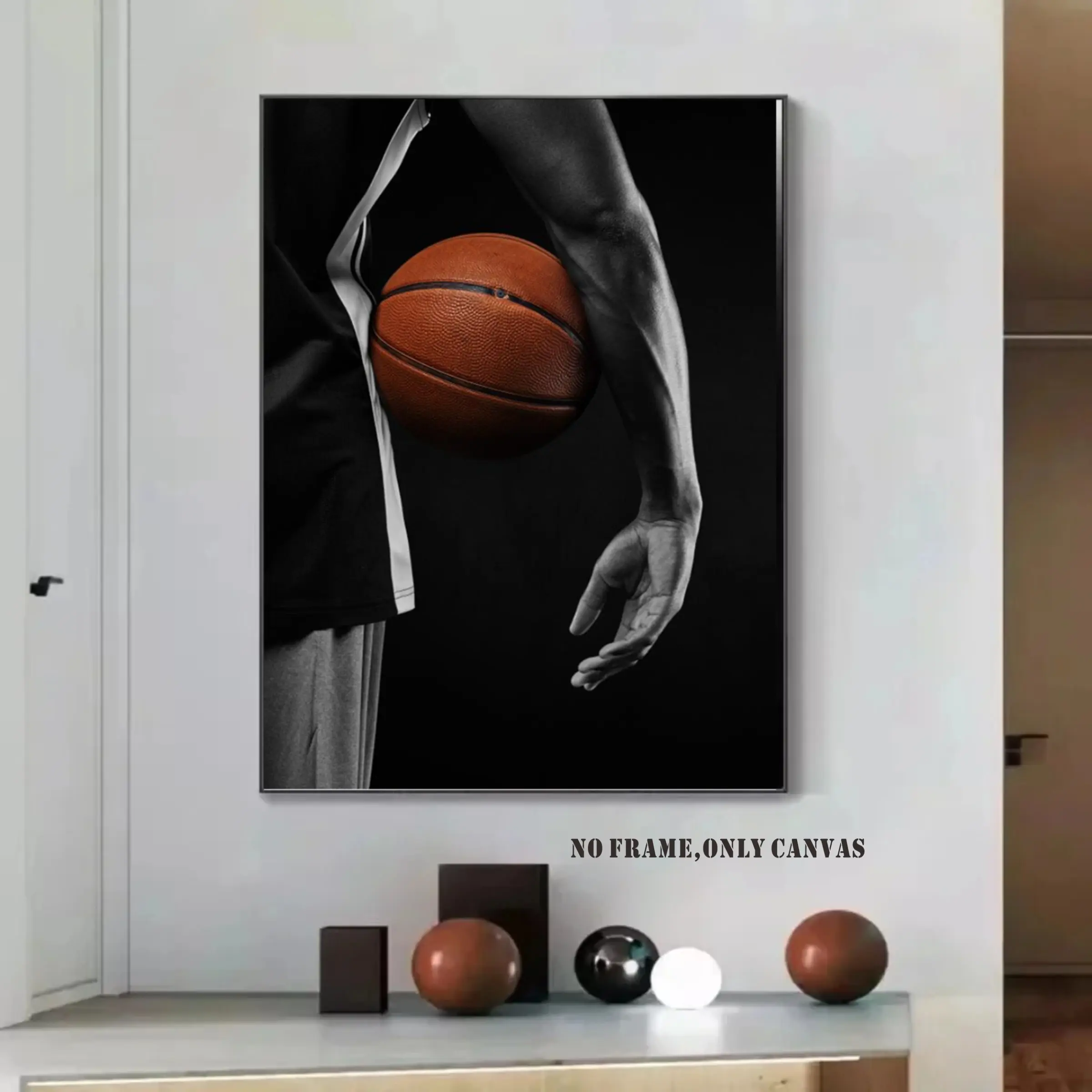 1-count frameless canvas, unframed painting, basketball fan posters, basketball art decorative paintings, living room decoration, creative modern decoration, high-end quality, family posters, staircase murals, office, room and bedroom decoration