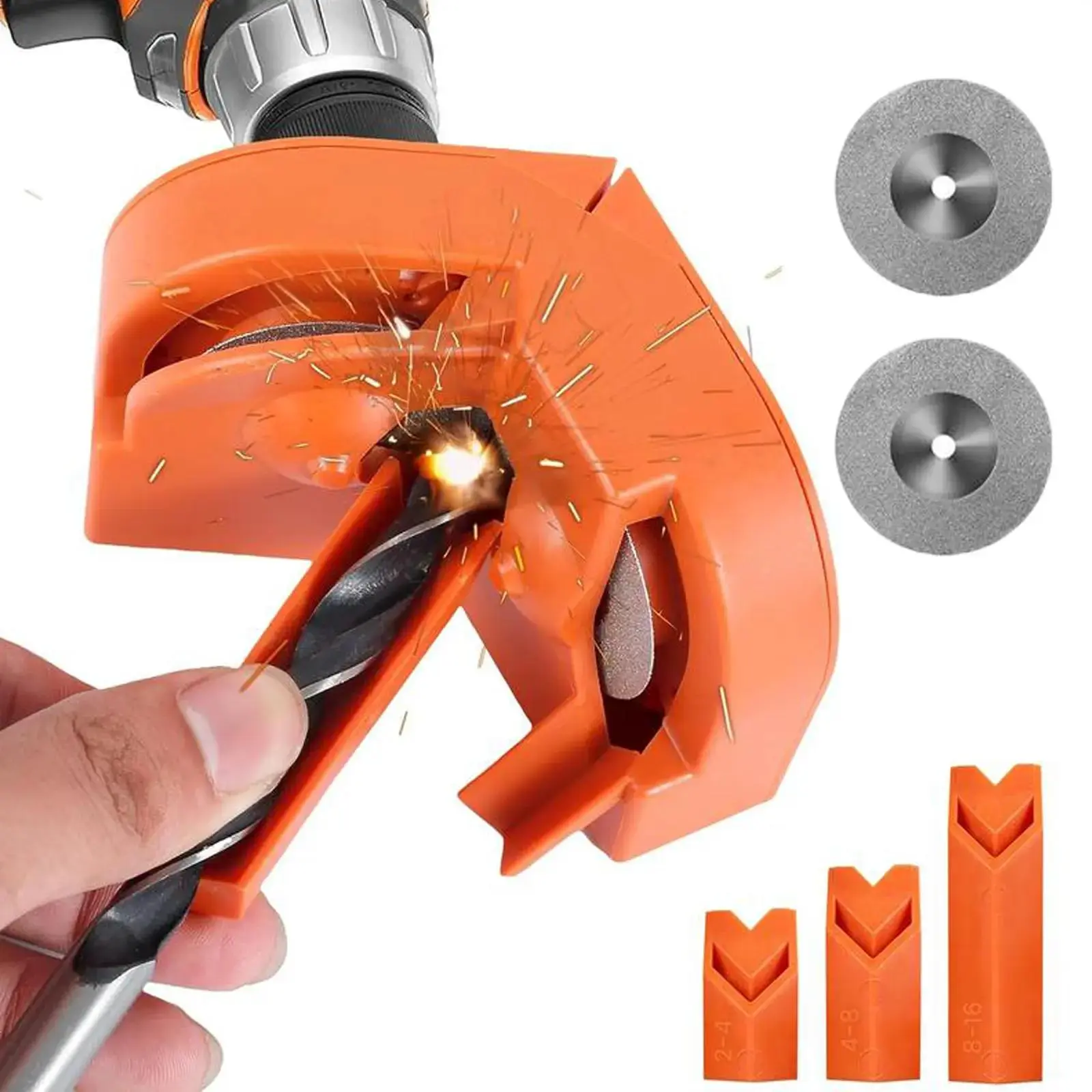 Drill Bit Sharpener with 2 Grinding Wheels,Portable Multipurpose Drill Bit Sharpener for Grinder Attachment,Power Drill Bit Sharpener for All Bits