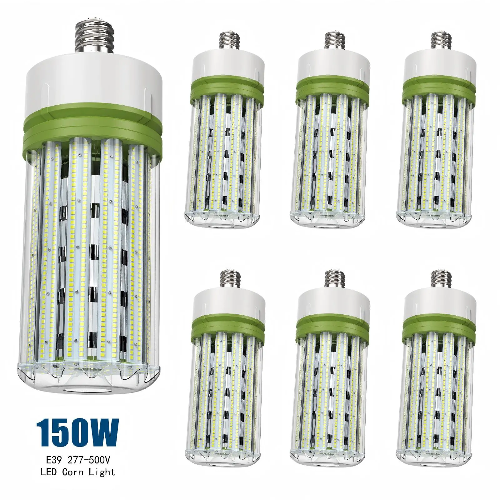 ETL 6 Pack 150W High Voltage LED Corn Light Bulbs, 400W-600W MH Equivalent, 20250LM 5000K Daylight, AC 277-500V (347V 480V), E39 Mogul Base