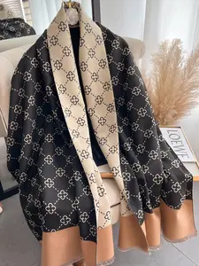 Boho Style All Over Geometric Print Fringe Trim Design Scarf, Casual Soft Warm Shawl for Fall & Winter, Fashion Accessories for Women & Men, Tassel Decor Shawl