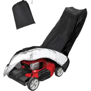 Waterproof Push Lawn Mower Cover, Dust UV Protection Universal 210D Silver Color Oxford Fabric, Includes Drawstring and Storage Bag