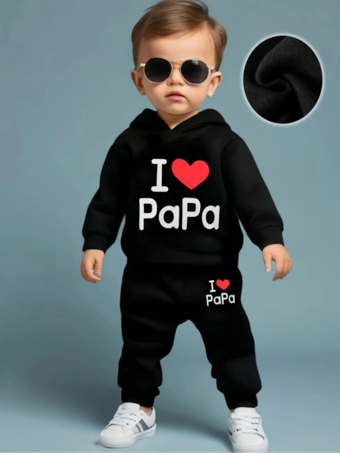 Spring Autumn Baby Boys Girls Letter Print Hooded Fleece Long Sleeve Sweatshirt and Pants Set, Casual Two-Piece, Cozy Toddler Outfit