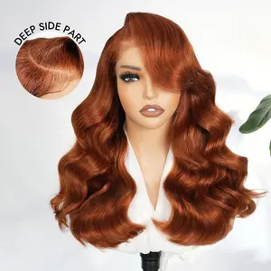[Updated With Drawstring]  Wiggins Hair 250% Density Copper Orange Layered Body Wave 6*8 Lace Closure Wigs Human Hair Ginger Glueless Wigs Pre Cut Lace Pre Plucked Hairline Beginner Friendly With Drawstring