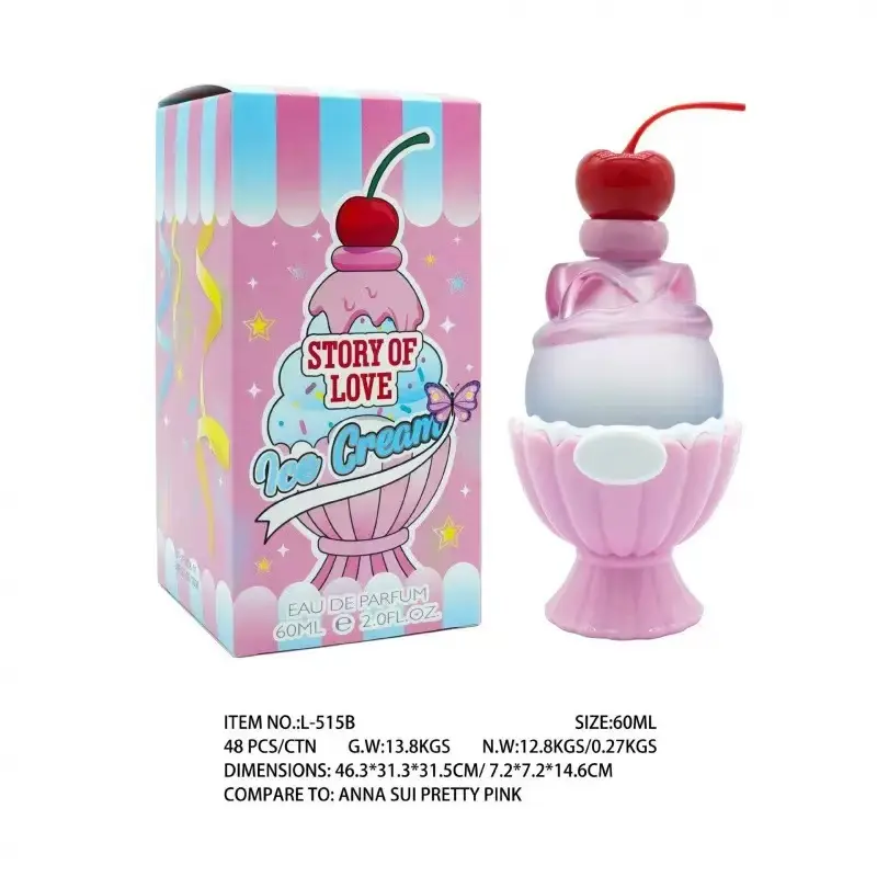 Story of Love Ice Cream Women's Eau de Parfum, 60ml/2.0 fl.oz Sweet Dessert Fragrances, Long-Lasting Fruity-Floral Scent, Cute Sundae-Shaped Bottle, Ideal Birthday Gift