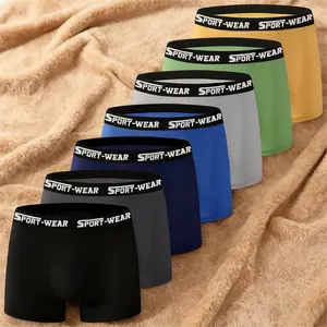 Men's Solid Color Letter Tape Boxer Briefs Moisture Wicking Athletic Support Underwear for Daily Wear Men's Underwear for All Seasons Casual Comfy Breathable Underwear Boxer Briefs